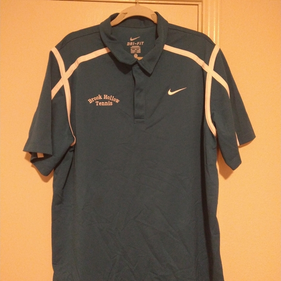 Nike Dri-Fit Short Sleeve Polo Shirt Men's sz XL Brook Hollow Tennis Logo. - Picture 3 of 7